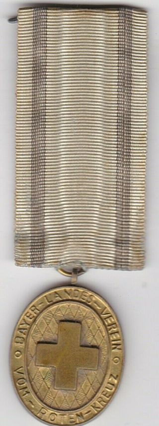 Bavaria Wwi German Red Cross 1914 - 1918 Service Medal On Ribbon