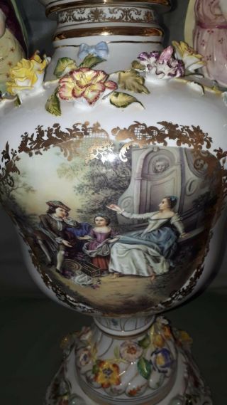 large Dresden vase paire 3
