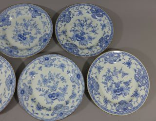 SIX FINE ANTIQUE 18TH CENTURY CHINESE PORCELAIN HAND PAINTED BLUE & WHITE PLATES 3