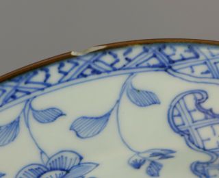 SIX FINE ANTIQUE 18TH CENTURY CHINESE PORCELAIN HAND PAINTED BLUE & WHITE PLATES 8