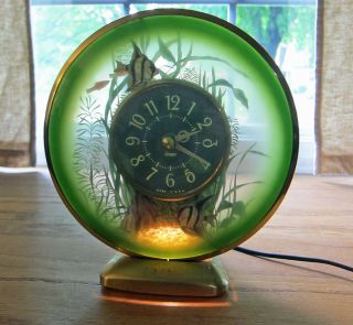 Rare Vintage 1950’s " Sessions " Electric Aquarium Fish Clock
