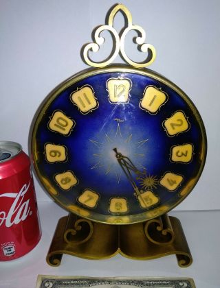 Vintage Rare Imhof 15 Jewels Swiss Mantel Clock Blue Enamel For Repair