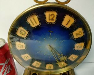 Vintage rare IMHOF 15 Jewels Swiss mantel clock blue enamel for repair 3