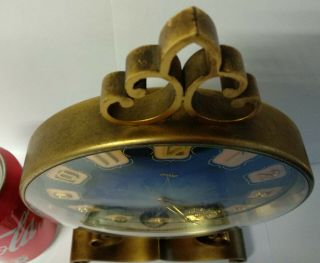 Vintage rare IMHOF 15 Jewels Swiss mantel clock blue enamel for repair 4