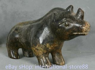 8.  8 inch Old China Dynasty Hongshan Culture Old Jade Rhinoceros Rhino Statue 6