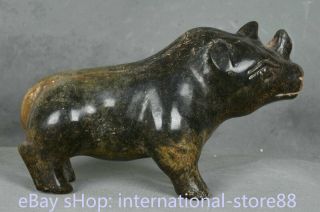 8.  8 inch Old China Dynasty Hongshan Culture Old Jade Rhinoceros Rhino Statue 7