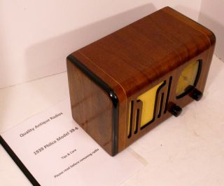 Old Antique Wood Philco Vintage Tube Radio - Restored Art Deco Table Top 6