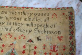 ANTIQUE NEEDLEWORK SAMPLER by MARY DICKINSON AGED17 1842. 4