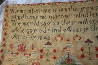 ANTIQUE NEEDLEWORK SAMPLER by MARY DICKINSON AGED17 1842. 5
