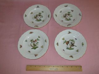 Herend Hungary Porcelain Rothschild Bird 4 Salad Plates Dishes 1518 2