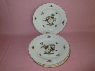 Herend Hungary Porcelain Rothschild Bird 4 Salad Plates Dishes 1518 3