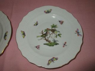 Herend Hungary Porcelain Rothschild Bird 4 Salad Plates Dishes 1518 4