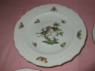 Herend Hungary Porcelain Rothschild Bird 4 Salad Plates Dishes 1518 5