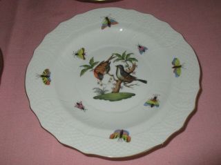 Herend Hungary Porcelain Rothschild Bird 4 Salad Plates Dishes 1518 6
