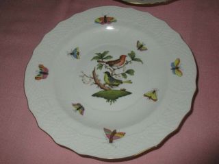 Herend Hungary Porcelain Rothschild Bird 4 Salad Plates Dishes 1518 7