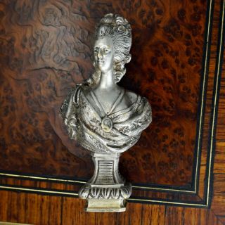 Antique French Bronze Wax Seal Signed Alfred Daubrée,  Marie Antoinette Bust 6