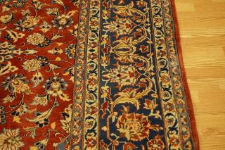 Handmade Persian Isfahan Rust Navy Blue Gold Ivory Gold Olive Medallion Rug10x14 3