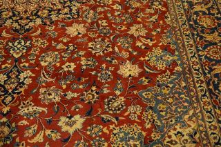 Handmade Persian Isfahan Rust Navy Blue Gold Ivory Gold Olive Medallion Rug10x14 6