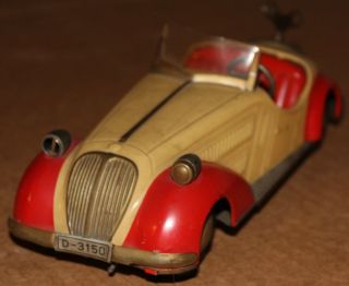 Vintage Wind Up Distler Wandere D - 3150 Litho Car Tin Toy,  Germany BMW 3