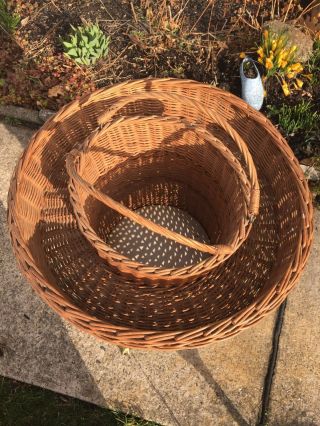 Rare Vintage Wooden Weaved Nautical Basket Beach Cooler 2