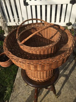 Rare Vintage Wooden Weaved Nautical Basket Beach Cooler 6