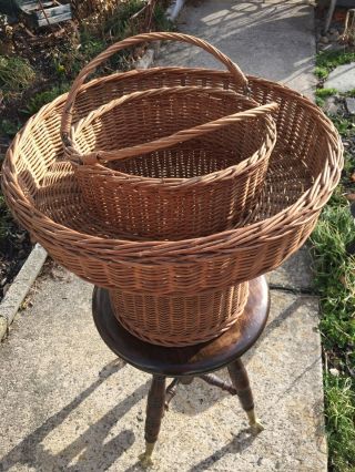 Rare Vintage Wooden Weaved Nautical Basket Beach Cooler 7