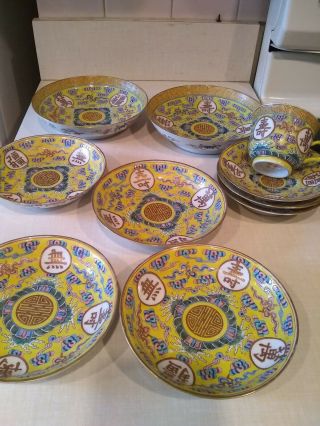 Collectible Chinese Handmade Porcelain Cloisonne Enamel Bowl Set Deco Art