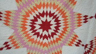 Antique Early 1900s Vintage Handmade Texas Star Cotton Quilt Stunning