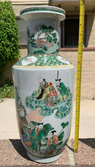 Estate Old House Chinese Antique Famille Rose Porcelain Vase With God 11