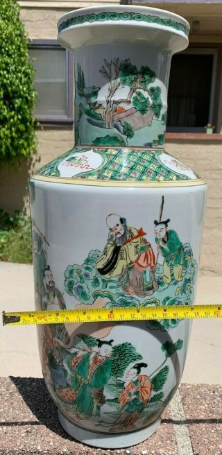 Estate Old House Chinese Antique Famille Rose Porcelain Vase With God 12