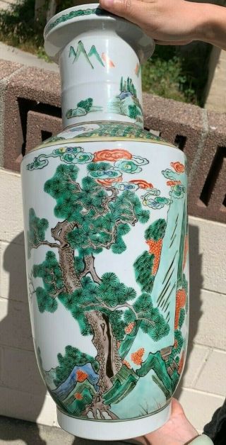 Estate Old House Chinese Antique Famille Rose Porcelain Vase With God 3