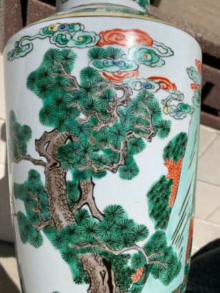 Estate Old House Chinese Antique Famille Rose Porcelain Vase With God 4