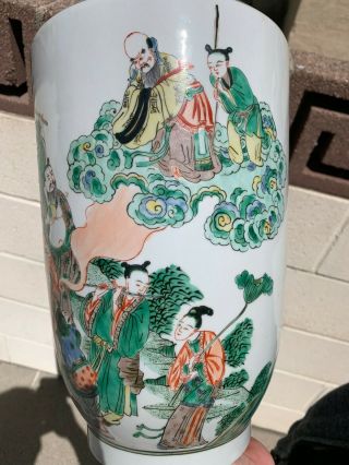 Estate Old House Chinese Antique Famille Rose Porcelain Vase With God 8