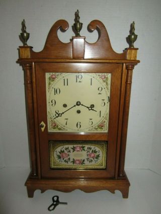 German Triple Chime Pillar And Scroll Mantel Clock -,  8 - Day,  Key - Wind
