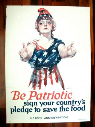 Wwi War Poster,  Be Patriotic,  Save Food,  Paul Stahr,  1918