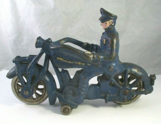 Vintage Hubley Champion Cast Iron Motorcycle Police Policeman Toy