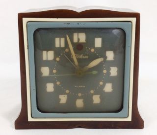 Vtg Telechron Art Deco Clock 7h101 Brown Marble Catalin Bakelite Case 1940s Usa