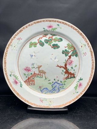 Big 33.  5cm Antique Chinese Porcelain Families Rose Plate 18th Century