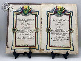 Ww1 World War One Irish Active Service Certificates Two Brothers (hli & Nih)