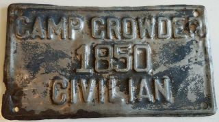 Camp Crowder Missouri Ww2 License Plate Civilian Metal Military