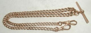 " Antique 9ct Rose Gold Double Kerb Link Albert Chain " Circa 1900 37.  3g