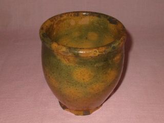 Antique 19th C Stoneware Redware Small England Gonic Crock Jar 5 1/4 "