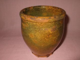 Antique 19th C Stoneware Redware Small England Gonic Crock Jar 5 1/4 