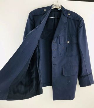 VINTAGE 40S 50S USAF 100 WOOL US AIR FORCE BLUE MILITARY JACKET MENS SIZE 42XS 10