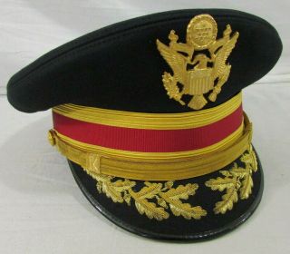 Vintage Army Flight Ace Blue/red/gold Military Cap 7 - 1/4 " Officer / Captain