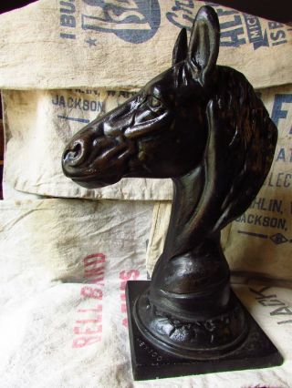 Vintage Cast Aluminum Horse Head Hitching Post Topper Sculpture Tack Equestrian