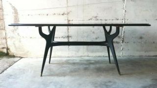 Rare Ico Parisi Dining Sculptural Table Mid Century Mahogany Wood Italy 1950s