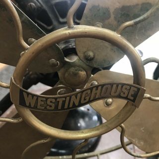 Antique Westinghouse 80421 Brass Tank Electric Fan Unrestored 12” 5