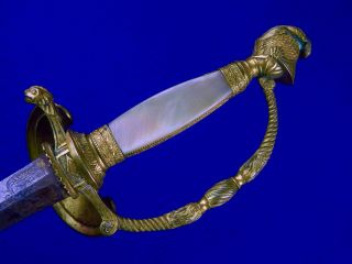 Antique US Pre Civil War Navy Officer ' s Sword 18 Century Engraved Blade 12