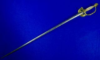 Antique US Pre Civil War Navy Officer ' s Sword 18 Century Engraved Blade 3